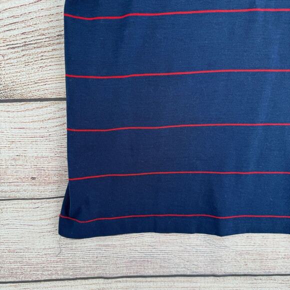 Vintage 80's Disney Mickey Mouse Striped Polo Shirt Men's Large Navy Blue/Red - Picture 6 of 11